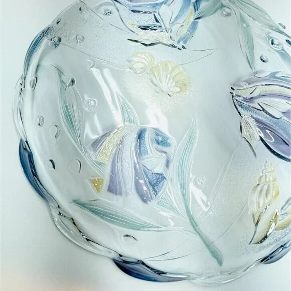 XL 15" Mikasa Glass Serving Platter Round "Savoir Vivre Key Largo" Pattern Japan - Picture 10 of 15